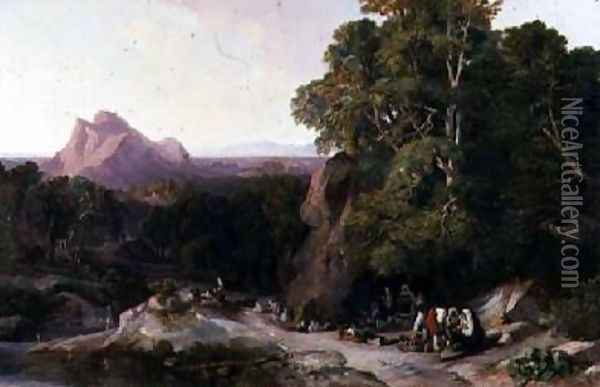 Citizens of Subiaco Oil Painting - Edward Lear