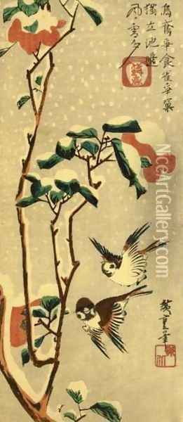 Kacho-ga Oil Painting - Utagawa or Ando Hiroshige