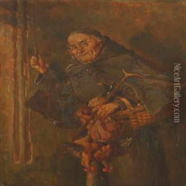 En Tiggermunk Oil Painting - Olaf Simony Jensen