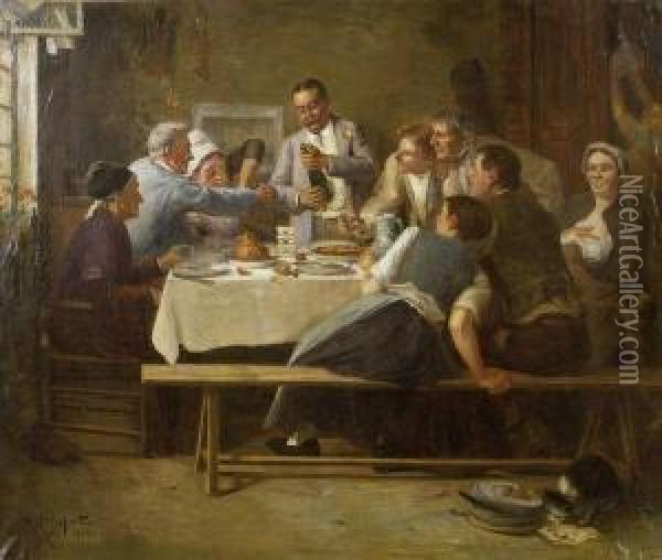 Le Dejeuner De Famille Oil Painting - Henri Brispot