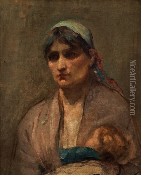 Woman Holding A Child Oil Painting - Eugene Carriere