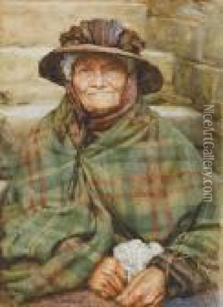 An Old Welsh Woman Oil Painting - William Langley