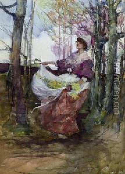 An Apron Full Of Flowers Oil Painting - Elizabeth A.Stanhope Forbes