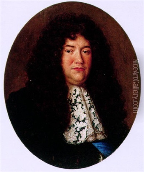 A Portrait Of A Gentleman With A Lace Collar Oil Painting - Pierre Mignard the Elder