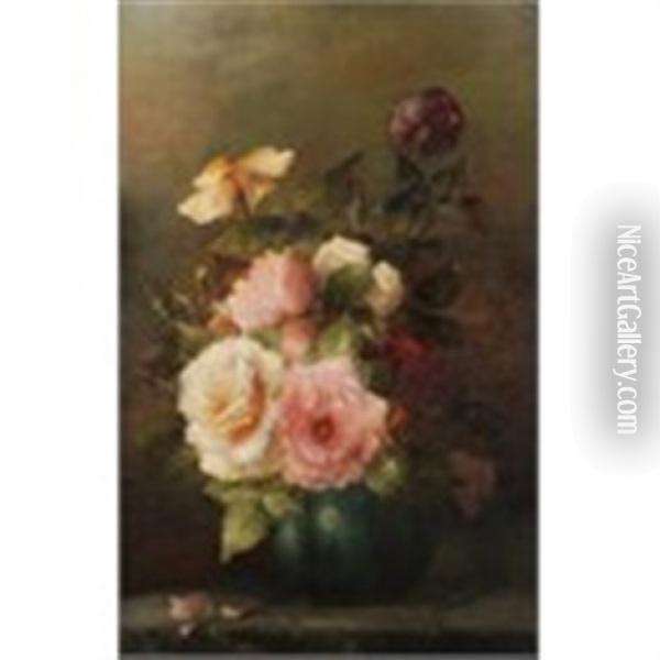 Still Life Of Roses Oil Painting - Sara Henze