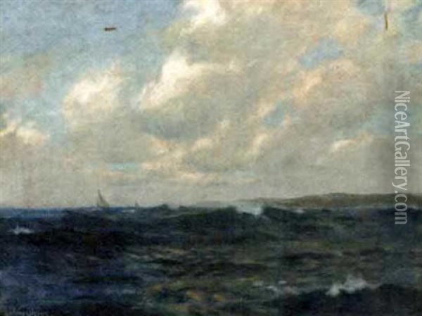 Vessels At Sea Oil Painting - Julius Olsson
