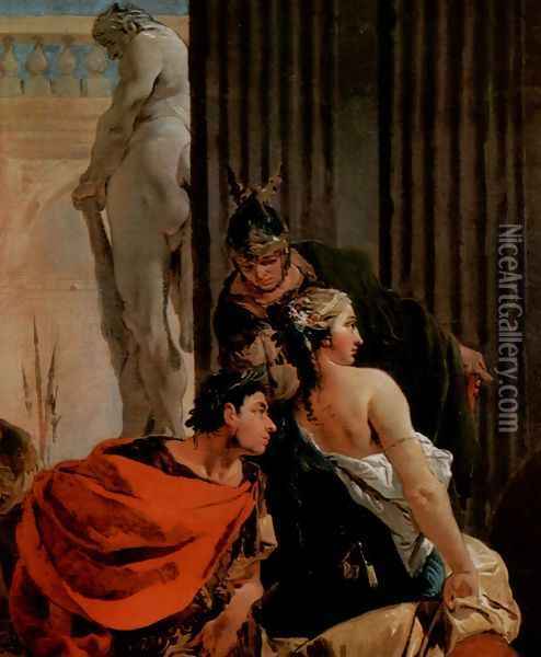 Alexander the Great and Campaspe in the studio of Apelles, detail 2 Oil Painting - Giovanni Battista Tiepolo