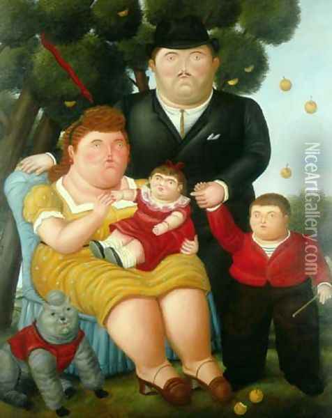 A Family I Oil Painting - Fernando Botero