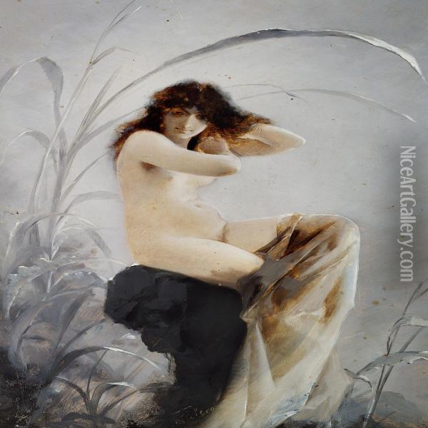 A Bathing Nymph Oil Painting - Luis Ricardo Falero