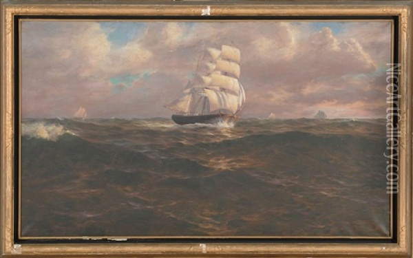 Ship On Rolling Seas Oil Painting - Henry Newell Cady