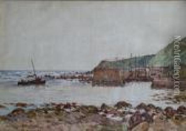 Ascottish Harbour Scene Oil Painting - John Blake Macdonald