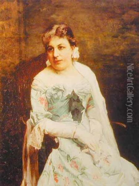 Portret Kobiety - Zony Artysty Oil Painting - Alfred Wierusz-Kowalski