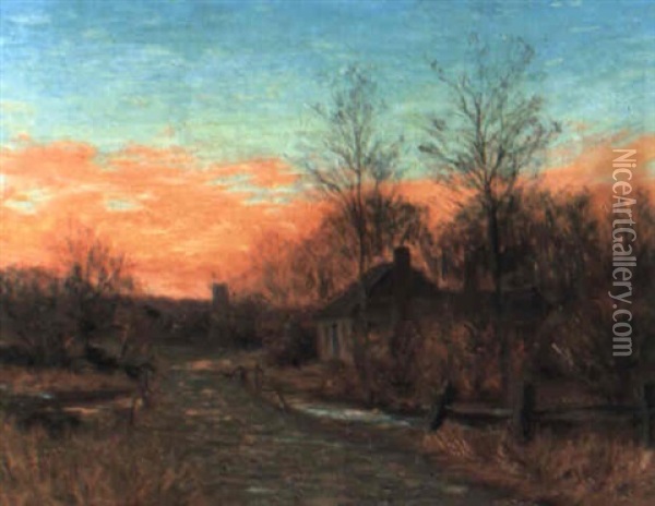 Winter Sunset Oil Painting - William Merritt Post