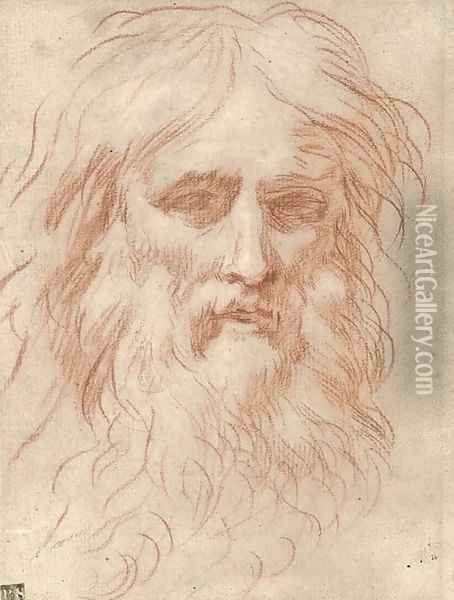 Head of a bearded man Oil Painting - Simone Cantarini (Pesarese)