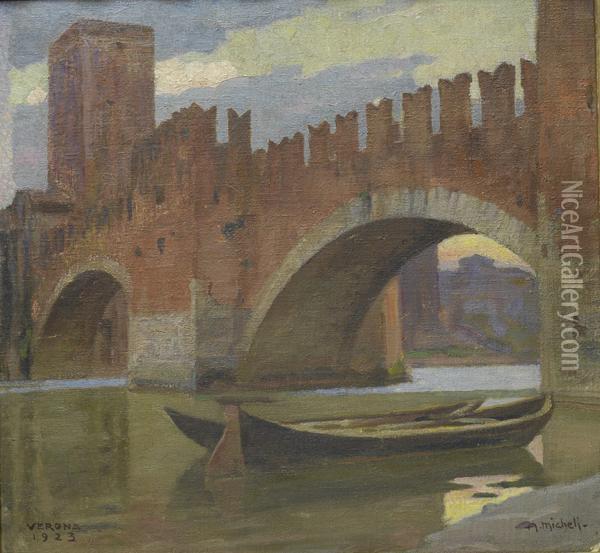 Ponte Scaligero Oil Painting - Alberto Micheli