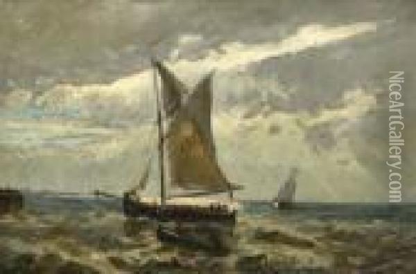 Fischerboote Vor
 Oostende. Oil Painting - Friedrich Ernst Morgenstern