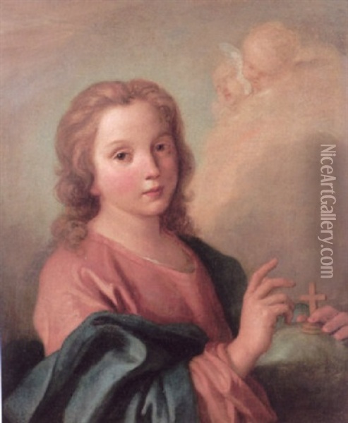 The Infant Christ Salvator Mundi Oil Painting - Jacopo Amigoni
