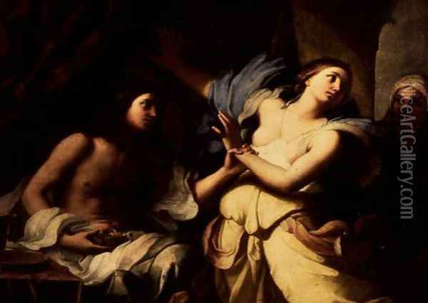 Joseph with Potiphar's Wife Oil Painting - Giovanni Domenico Cerrini