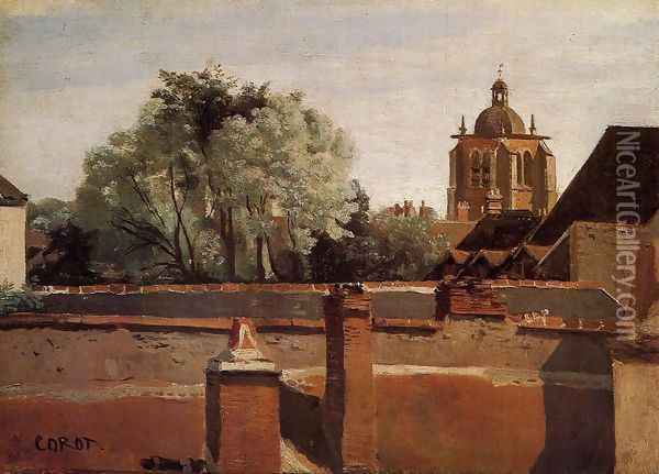 Bell Tower of the Church of Saint-Paterne at Orleans Oil Painting - Jean-Baptiste-Camille Corot