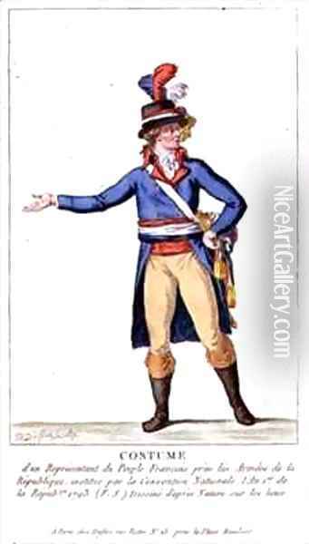 Costume of a Representative of The French People in the Army Oil Painting - Pierre Duflos