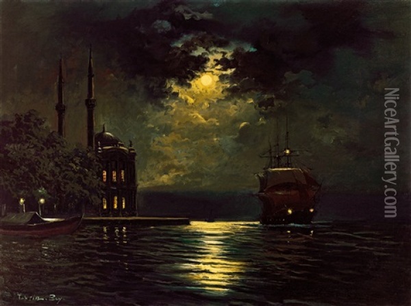 Morsquee Ortakoy Camii (istambul) Oil Painting - Diyarbakirli Tahsin