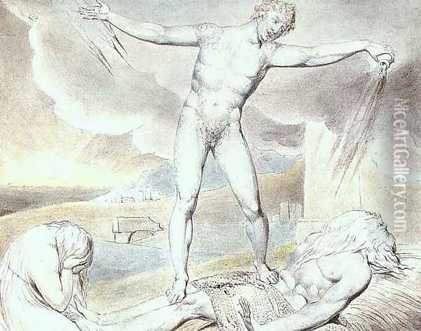 Satan Smiting Job with Boils 1826 Oil Painting - William Blake