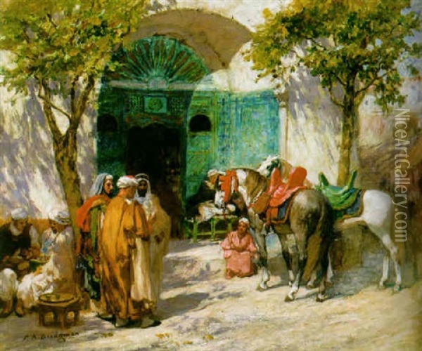 North African Plaza Oil Painting - Frederick Arthur Bridgman