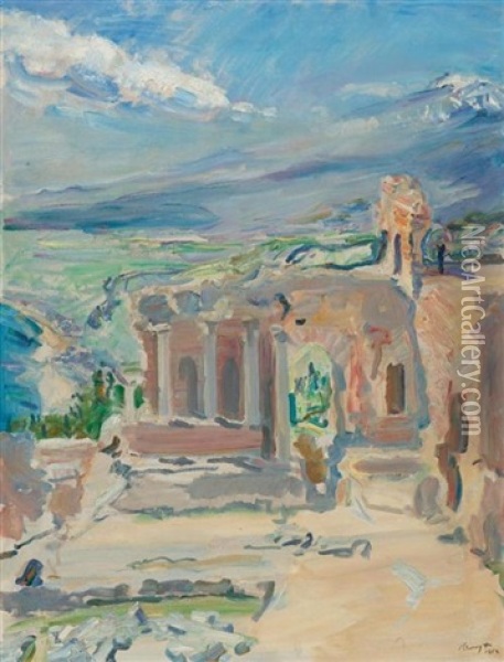 Das Theater In Taormina Oil Painting - Max Slevogt