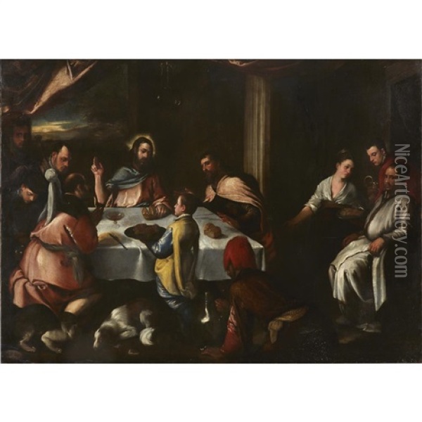 The Supper At Emmaus Oil Painting - Jacopo dal Ponte Bassano