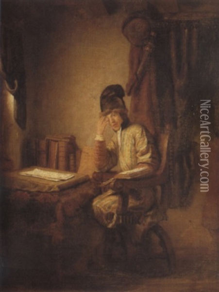A Young Philosopher In His Study Oil Painting - Heyman Dullaert