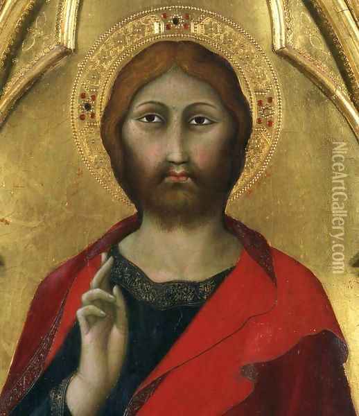 Christ Blessing (detail) Oil Painting - Lippo Memmi