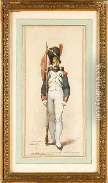 Grenadier De La Garde Imperiale, Porte-fanion Oil Painting - Alcide Joseph Lorentz