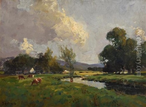 Cattle Grazing, West Of Ireland Oil Painting - James Humbert Craig