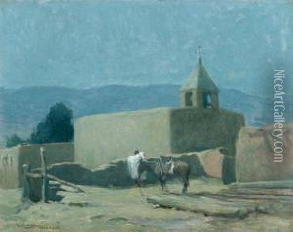Midnight, Taos Oil Painting - Oscar Edmund Berninghaus