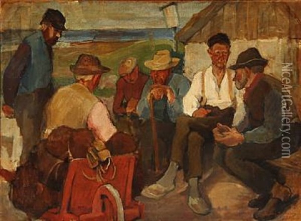 Fishermen Oil Painting - Soren Sorensen