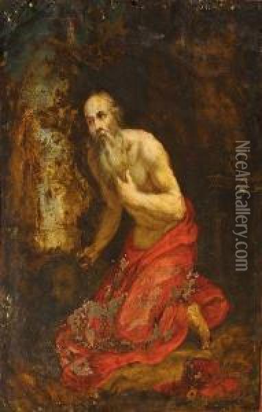 Saint Jerome. Oil Painting - Pieter van Mol