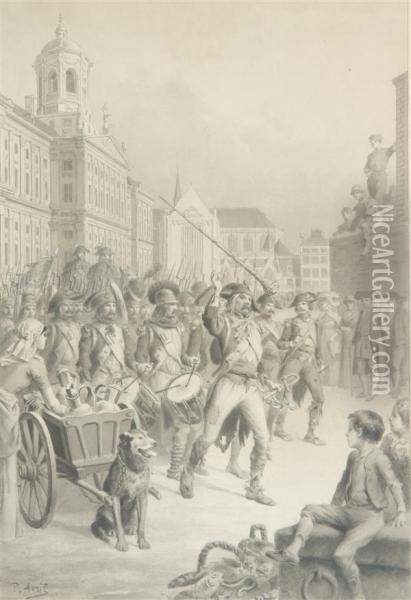 Defile De Revolutionnaires Francais Oil Painting - Edouard Henri Paul Avril