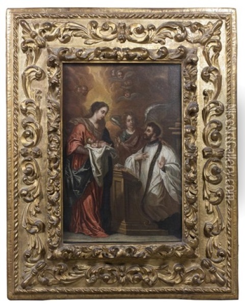 Apparition De La Vierge A L'enfant Avec Un Ange A Un Saint Oil Painting - Juan De Valdes Leal
