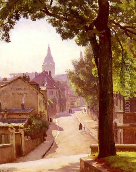 La Rue De L'abreuvoir A Montmartre Oil Painting - Alfred Renaudin
