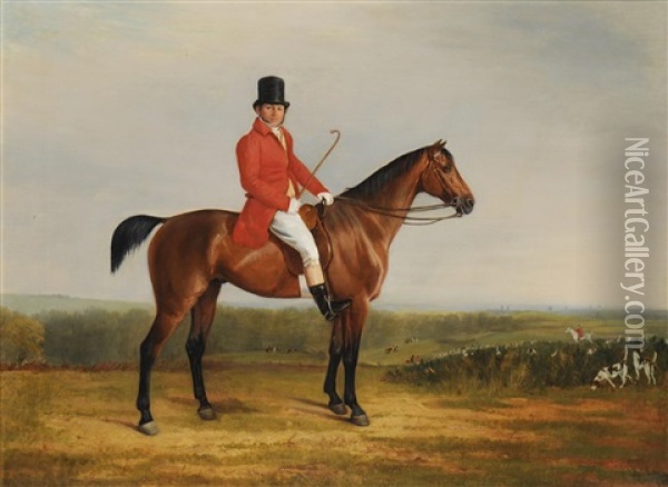 Portrait Of Isaac Sadler Esq. On His Horse Dangerous, Winner Of The Derby Oil Painting - Richard Barrett Davis