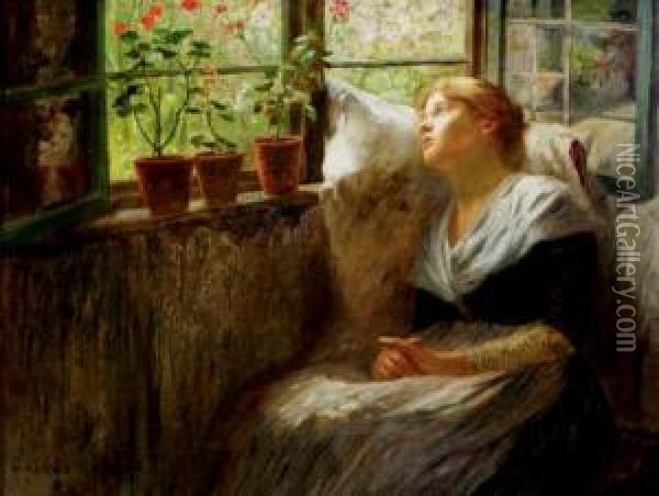 Contemplation Oil Painting - Walther Firle