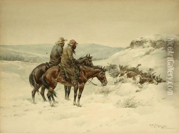 The Last Of The Herd Oil Painting - Herman Wendleborg Hansen