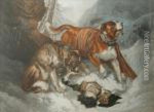 The Dogs Of St Bernard Oil Painting - George Baxter