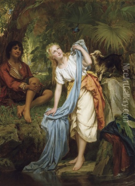 Summer Fantasy (1872) Oil Painting - Karel Ooms
