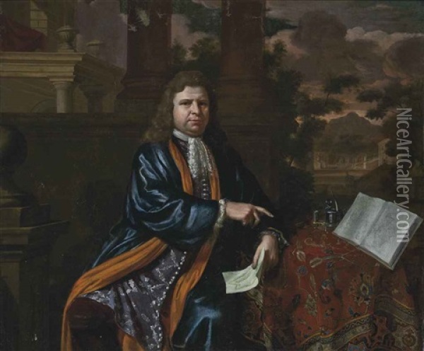Portrait Of A Gentleman, Traditionally Identified As Francois Michel Le Tellier, Marquis De Louvois (1641-1691) Oil Painting - Caspar Netscher