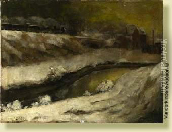 Paysage Bruxellois Sous La Neige Oil Painting - Armand Apol