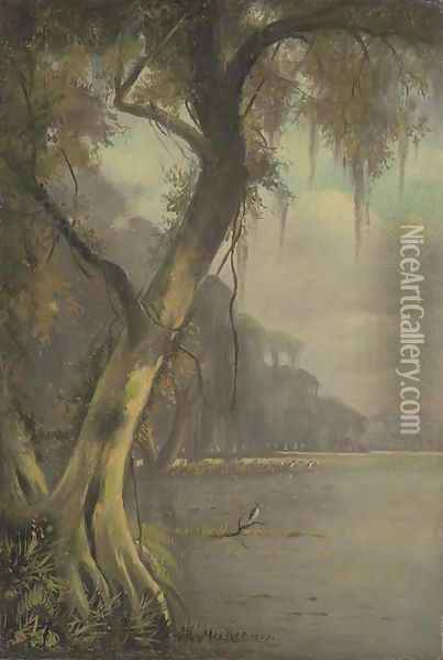On the Bayou 2 Oil Painting - Joseph Rusling Meeker