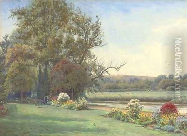 The canon's garden, Salisbury Oil Painting - Ernest Arthur Rowe
