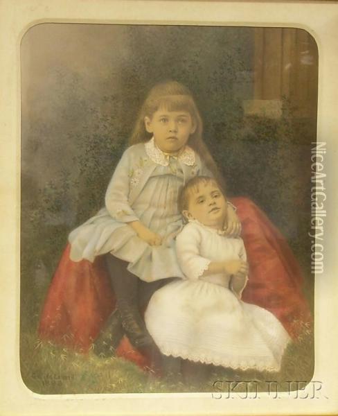 Portrait Of Two Young Siblings. Oil Painting - George Mcconnell