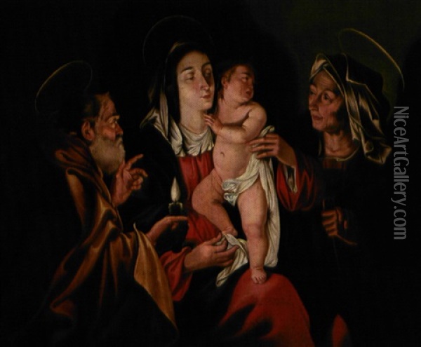 Den Hellige Familie Med Anna Oil Painting -  Caravaggio